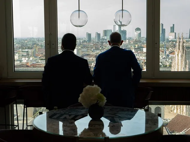 Evento corporate con vista sullo skyline di Milano