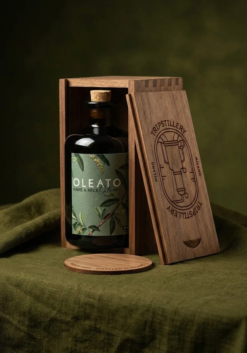 Oleato — Tripstillery Milano, packaging e still life